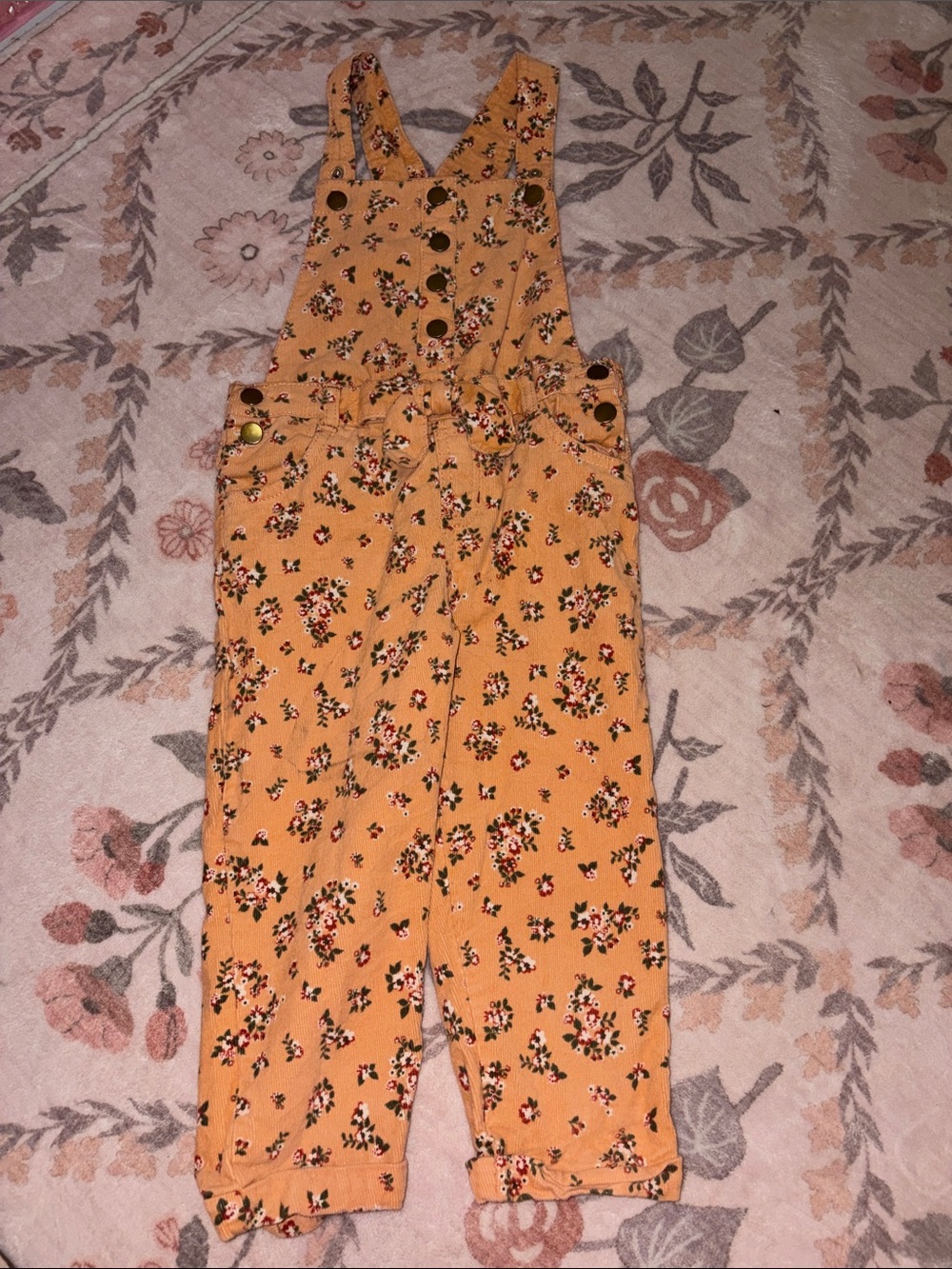 Kids Floral Button-Front Overalls